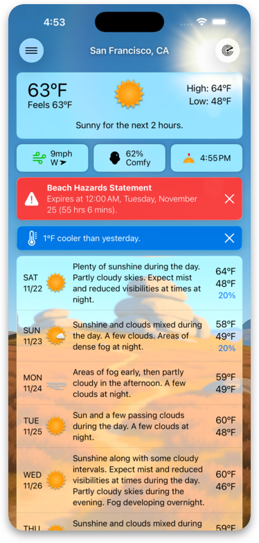 Forecast Bar Weather Alert